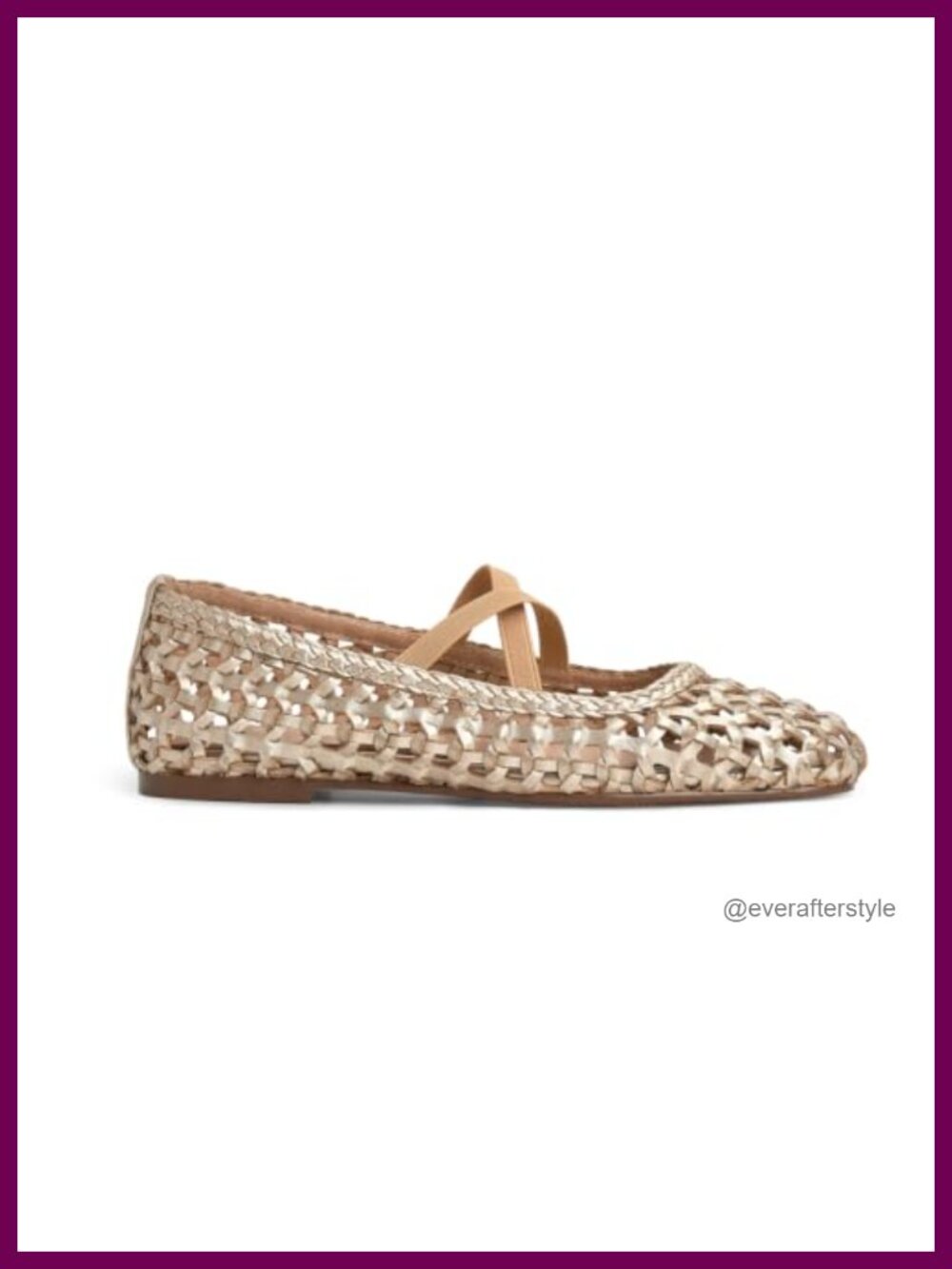 Woven Ballet Flats Square Toe Criss-Cross Strap PU Slip On Dress Shoes